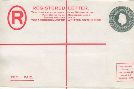 Barbados Registered Letter - QEII 50c