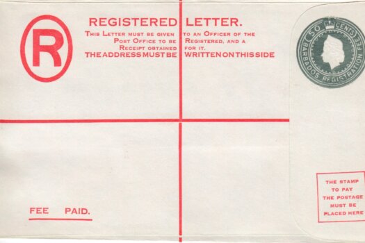 Barbados Registered Letter - QEII 50c