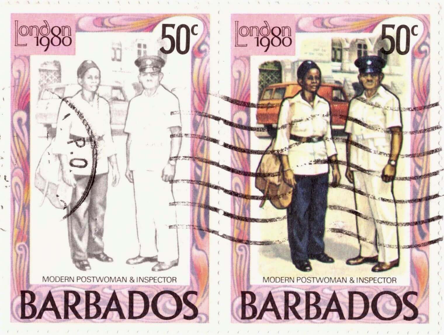 Barbados Stamp Colour fade