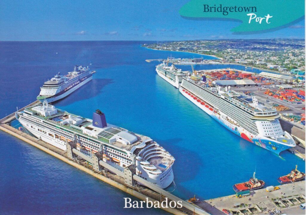 Barbados Stamps Pre Paid Postcard - Bridgetown Port - Actual Card