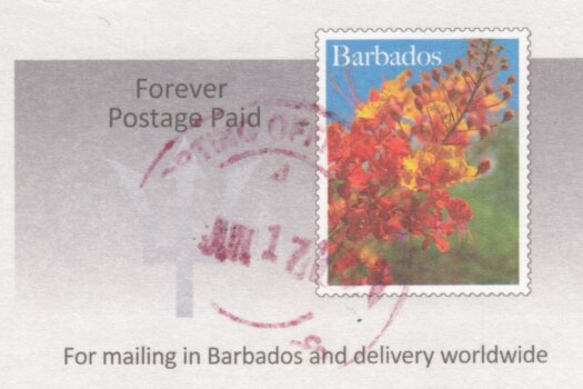 Barbados Pre Paid Postcard Gun Hill Station with incorrect date - postmark