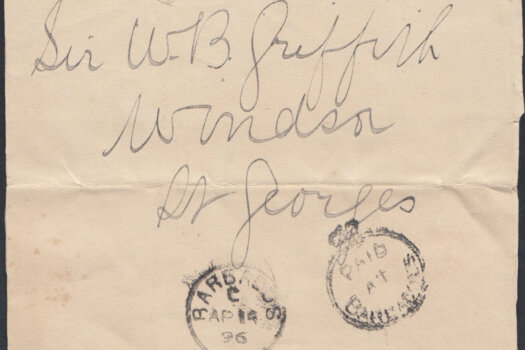 1896 Newspaper Wrapper with "Paid at Barbadoes" crowned circle cancel