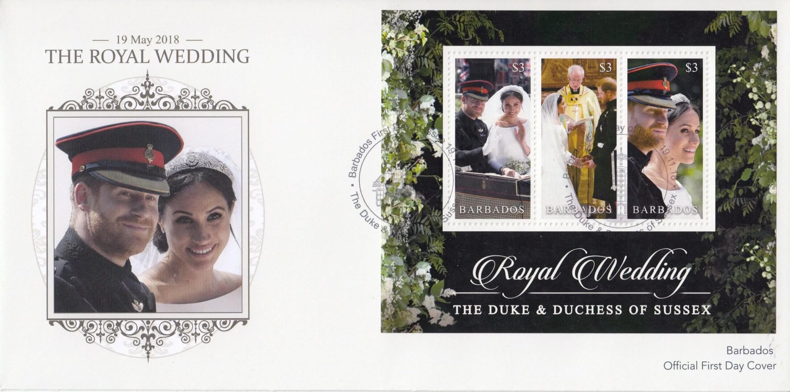 Barbados 2018 Royal Wedding Meghan and Harry Souvenir Sheet First Day Cover