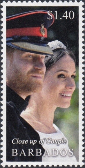 Barbados Royal Wedding 2018 – $1.40 stamp – Close up of the Couple