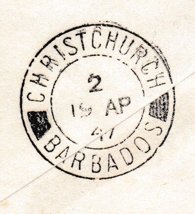 Christchurch, Barbados #2 cancel 19th April 1947