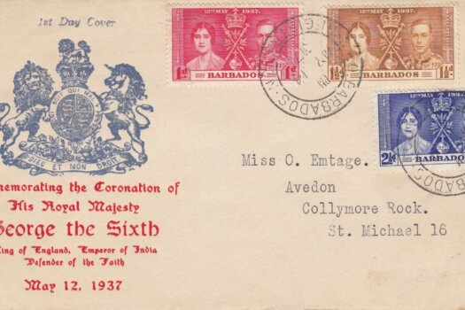 Coronation 1937 Barbados FDC - Illustrated Cover