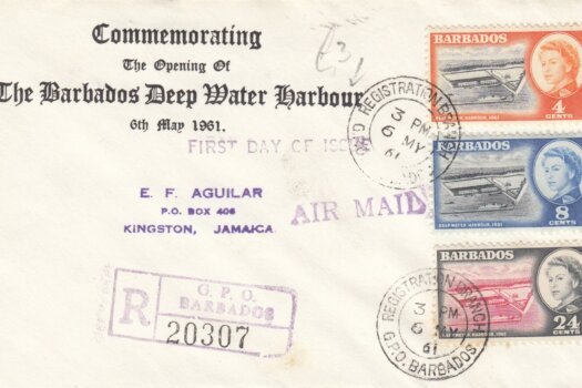 Barbados 1961 Deep Water Harbour FDC - text only cover