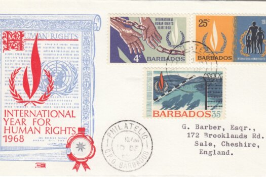 Barbados 1968 International Year for Human Rights FDC - illustrated cover
