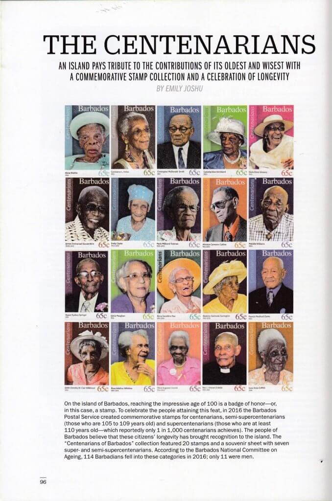 Time Magazine - The Science of Living Longer Barbados Centenarians Stamps