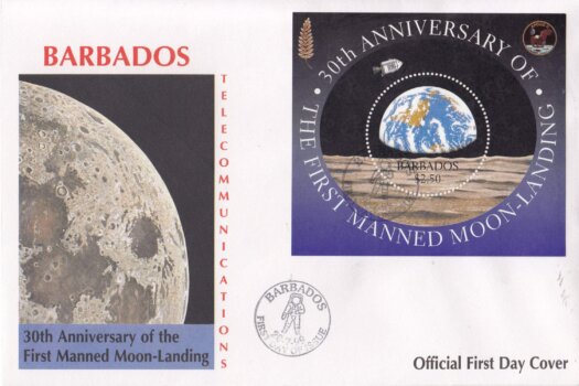 Barbados 1999 30th Anniversary of the First Manned Moon Landing Souvenir Sheet FDC