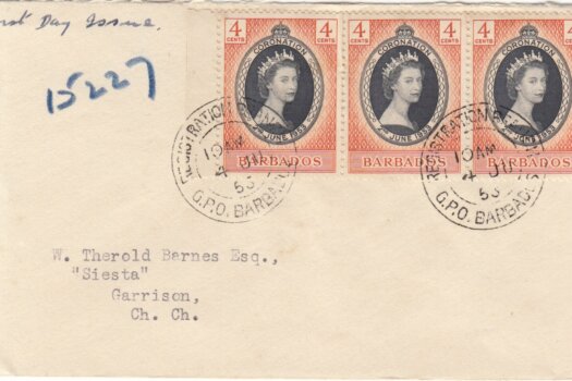 Barbados 1953 FDC Coronation of QEII on plain cover