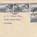 Barbados 1953 FDC 4 x 1c on plain cover to Grenada