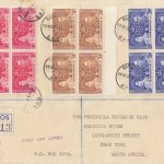 Coronation 1937 blocks of four on large FDC