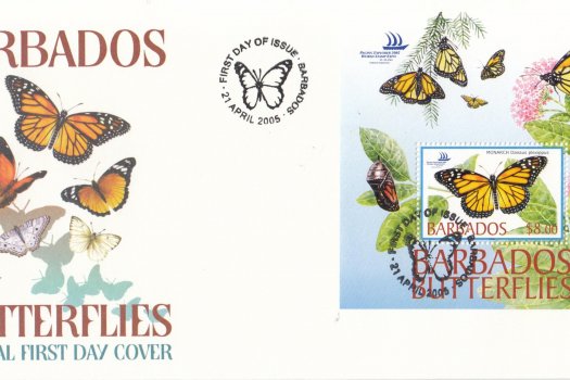 Barbados 2005 Barbados Butterflies Souvenir Sheet FDC