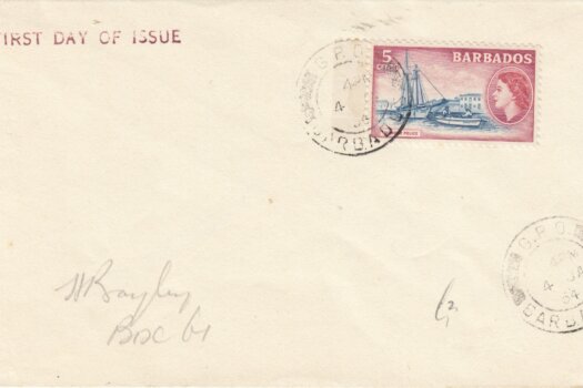 Barbados QEII 1953 commemorative FDC - 5c