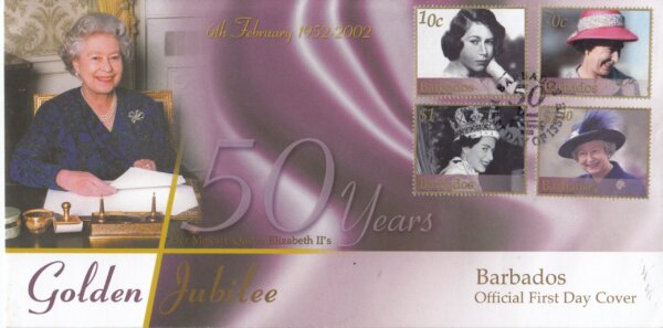 Barbados 2002 QEII Golden Jubilee FDC