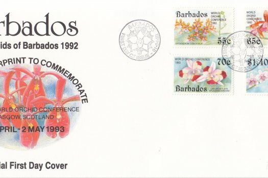 Barbados 1993 Orchids of Barbados - 14th World Orchid Conference Overprint FDC