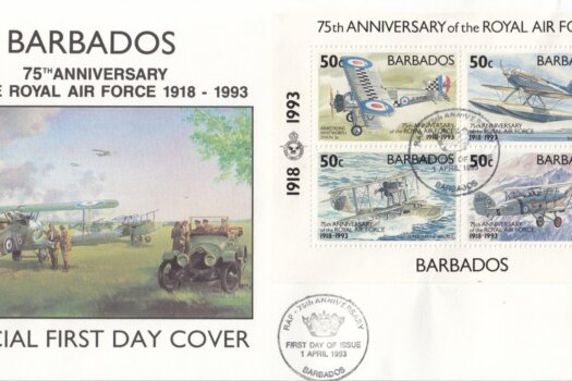Barbados 1993 75th Anniversary of the Royal Air Force Souvenir Sheet FDC