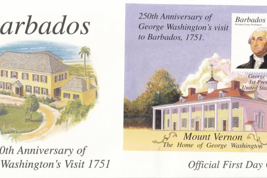 Barbados 2001 250th Anniversary of George Washington's visit to Barbados Souvenir Sheet FDC