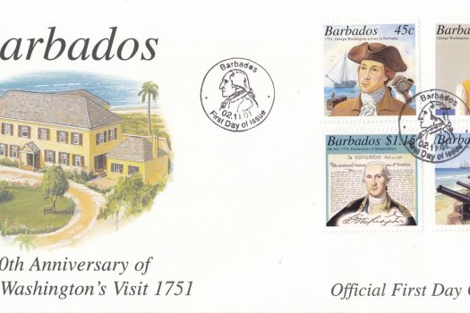 Barbados 2001 250th Anniversary of George Washington's visit to Barbados FDC
