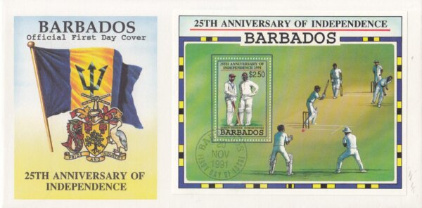 Barbados 1991 25th Anniversary of Independence Souvenir Sheet FDC