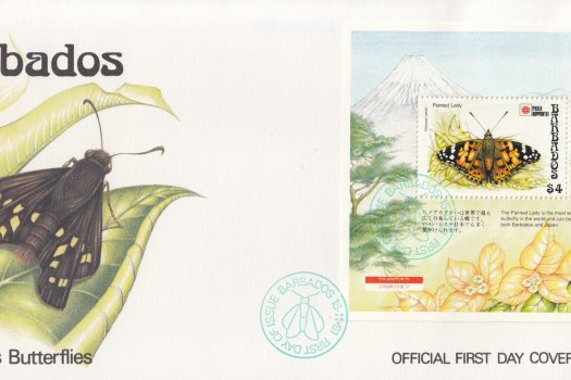 Barbados 1991 Barbados Butterflies Souvenir Sheet FDC