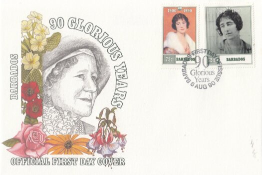 Barbados 1990 90 Glorious Years - The Queen Mother FDC