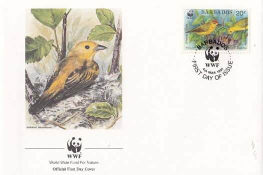 Barbados 1991 Yellow Warbler WWF Official FDC 2 of 4