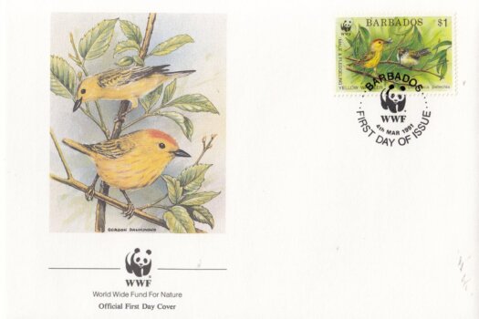 Barbados 1991 Yellow Warbler WWF Official FDC 4 of 4