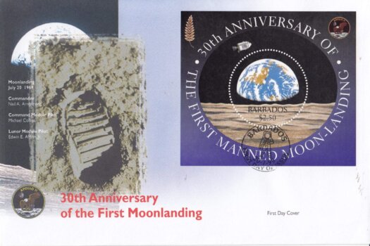 Barbados 1999 30th Anniversary of the First Manned Moon Landing (Private producer) Souvenir Sheet FDC