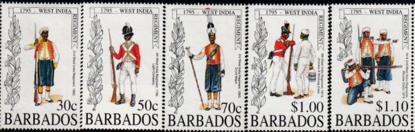 Barbados SG1043-47 | Bicentenary of the Formation of the Barbados Regiment