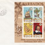 Barbados 1975 350th Anniversary of First Settlement Mini Sheet FDC - Plain Cover