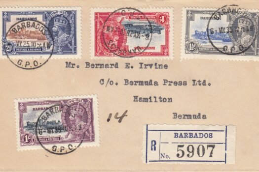Barbados Silver Jubilee FDC 6th May 1935 on plain cover