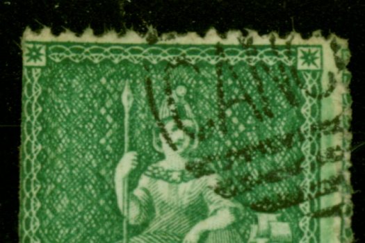 Barbados 1861 (1-2d) Deep Green SG17 H-S CANCELLED in Oval by Perkins & Bacon 3