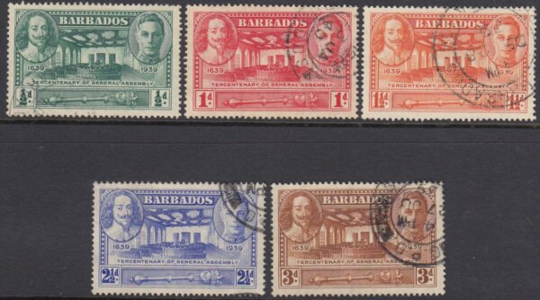 Barbados SG257-261 | Tercentenary of General Assembly (Used)