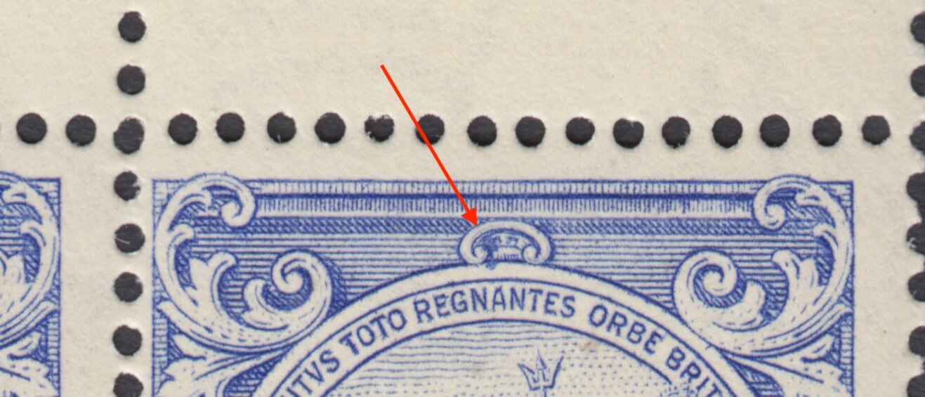 Barbados SG251a Mark on Central Ornament flaw