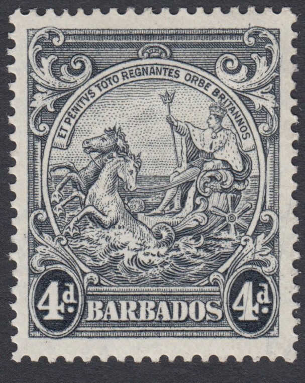 Barbados SG253c 4d Black cracked plate flaw