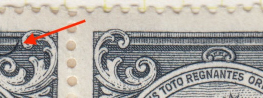 Barbados SG253b 4d Black Curved Line at top right flaw in situ