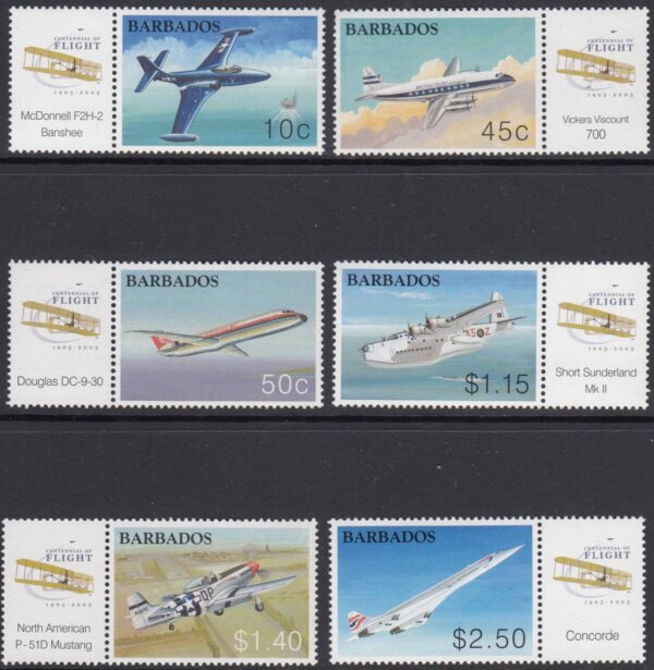 Barbados SG1235-1240 | Centenary of Powered Flight (with tabs)