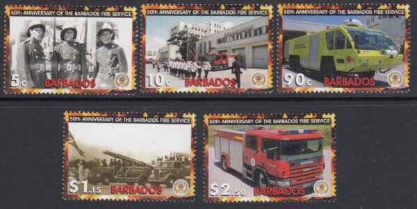 Barbados SG1281-1285 | 50th Anniversary of the Barbados Fire Service