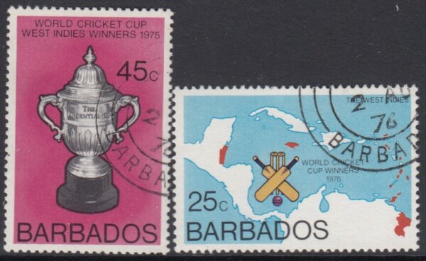 Barbados SG 559-560 | West Indian Victory in Cricket World Cup (used)