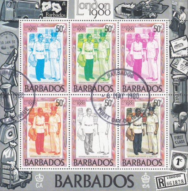 Barbados SGMS659 | London 1980 International Stamp Exhibition minisheets (Used) [2]
