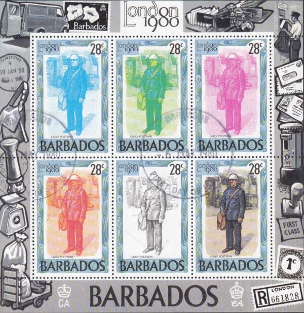 Barbados SGMS659 | London 1980 International Stamp Exhibition minisheets (Used)