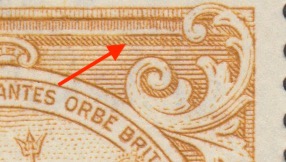 Barbados SG248cb Recut Line Flaw (close up)