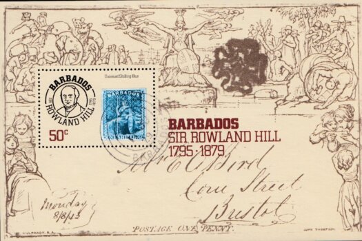 Barbados SGMS620 | Death Centenary of Sir Rowland Hill mini sheet (Used)