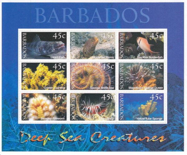 Barbados SG1180-1188 | Deep Sea Creatures Souvenir Sheet