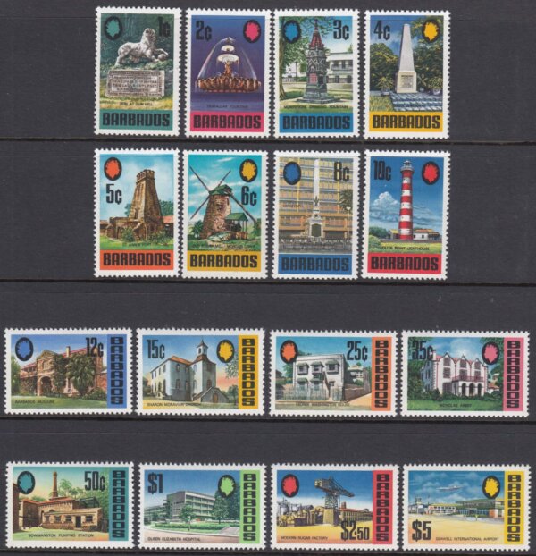 Barbados SG399-414 | Landmarks of Barbados Definitives 1970-71