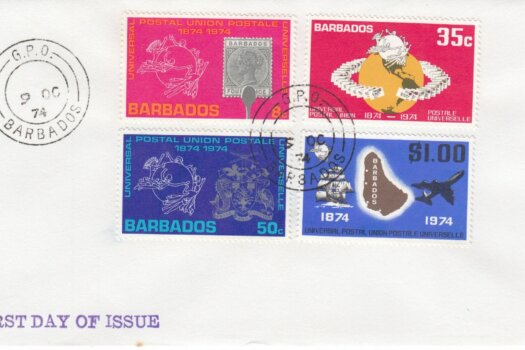 Barbados 1974 | Centenary of the UPU on plain FDC