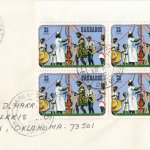 Barbados 1975 | Crop Over Festival Block of Four with plate numbers on plain FDC - 35c