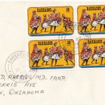 Barbados 1975 | Crop Over Festival Block of Four with plate numbers on plain FDC - 50c